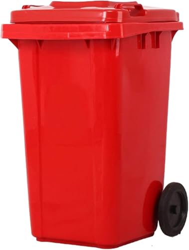 DIROVO Outdoor Trash Can Waste Container with Lid Heavy-Duty Outdoor Garbage Can with Handles, Heavy-Duty Construction, Perfect Back Yard, Deck Garage Trash Can(Red,120L)