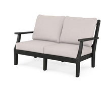 Martha Stewart by POLYWOOD® Chinoiserie Deep Seating Loveseat in Black/Dune Burlap