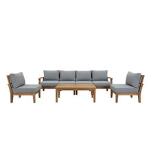Modern Contemporary Outdoor Patio Sofa, Chair and Coffee Table Set, Wood, Grey Gray Natural