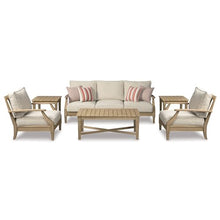 Signature Design by Ashley Carter Hall Outdoor Eucalyptus Patio Lounge Chair with Cushion Linen