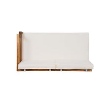 Merax 4-Seater Acacia Wood Mid-Century Modern Outdoor Sofa Set, Teak+Beige