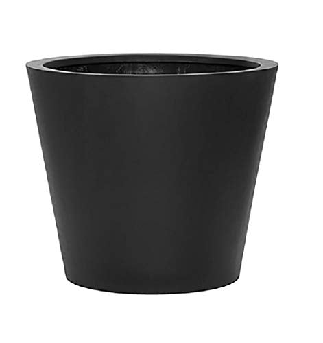 Pottery Pots Natural Black Tapered Cylinder Bucket - Fiberstone Planter Pot 23.75" H x 26.75" W