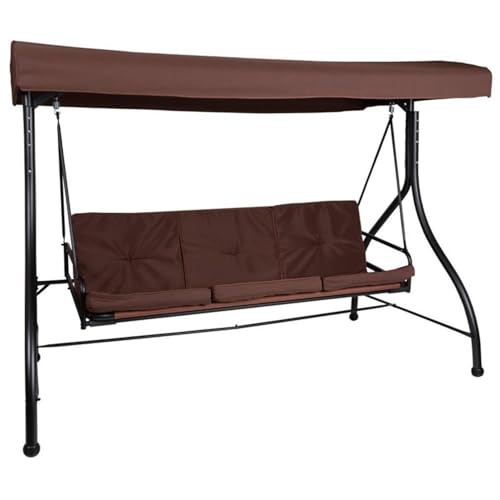 Afuera Living 3 Seat Patio Convertible Swing and Hammock, 86" W x 48" D, Steel Frame, Brown Finish, Adjustable Canopy, Removable Cushions, Flat Bed Option, Modern Style Outdoor Furniture for Backyard