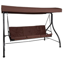 Afuera Living 3 Seat Patio Convertible Swing and Hammock, 86" W x 48" D, Steel Frame, Brown Finish, Adjustable Canopy, Removable Cushions, Flat Bed Option, Modern Style Outdoor Furniture for Backyard