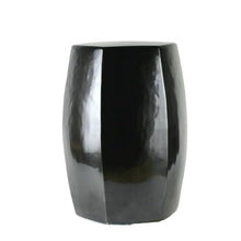JOYNOW Ceramic Garden Stool Decorative Garden Stools Ceramic Cooler Stool Color Glaze Stool Six Side Drum Stool Blue Black Household Stools Garden Stool Ceramic(Black)