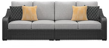 Signature Design by Ashley Beachcroft Casual Weather Resistant 2-Piece Loveseat with Cushions and Pillows Black & Light Gray
