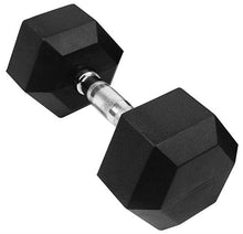 French Fitness Rubber Coated Hex Dumbbell Set 55-75 lbs Black