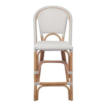 Home Square 25.5" Rattan Bistro Counter Stool in White - Set of 2