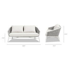Jennifer Taylor Home Rowan 63.5" Rope Barrel Back Patio Conversation Loveseat Sofa, Optic White Acrylic