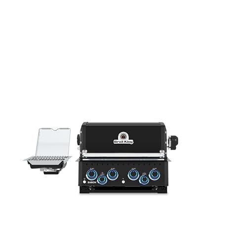 Broil King 875647 Baron 490 Shadow 4-Burner Built-In Natural Gas Grill Head with Side Burner and Rear Rotisserie Burner
