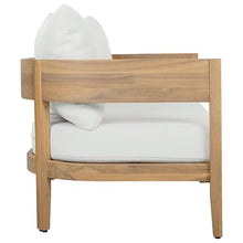 SAFAVIEH Outdoor - Theo Bench + Table Set - Oak Solid Wood & Ivory Cushion - Weather Resistant - Ideal for Patio, Deck, Backyard (PAT7088B)