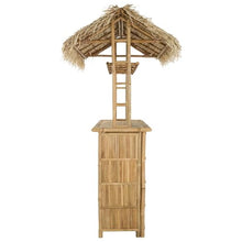 HGKMBRY Natural Bamboo Bar Table 45.28 x 37.40 x 84.65 in with Board Shelves for Indoor Outdoor Use