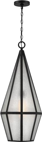 Savoy House 5-706-BK Peninsula Vintage Mission Art Glass Outdoor Hanging Lantern, 1-Light 60 Watt, 33" H x 12" W, Matte Black