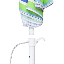 LumaGrove 200cm Windproof Beach Umbrella Outdoor Striped Patio Umbrella with Tilt and 8 Ribs, Sun Shade Parasol with Bag