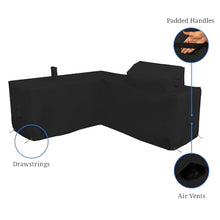 Covers & all Outdoor Kitchen Island Cover, Customize Left Right & Straight Shapes,12 Oz Waterproof UV & Weather Resistant Patio BBQ Grill Island protector with Handles Air Vents (Black)