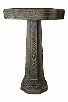 Solid Rock Stoneworks Dogwood Birdbath 27in Tall x 18in Diameter 2pc Pre Aged Grey Color