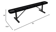 COATEDOUTDOORFURNITURE Bench, Black, Punched, 6Ft, No Back, Portable