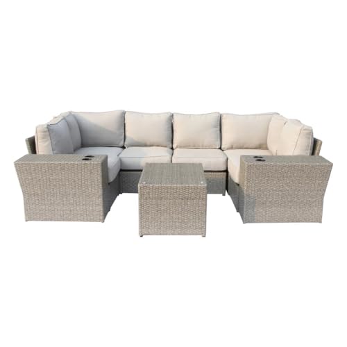 callmego All-Weather Wicker Patio Seating Set with Cushions for Four – Fully Assembled Outdoor Sofa and Chairs