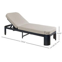 Merax Acacia Wood Outdoor Chaise Lounge Chair Set of 4 with Cushion, Black