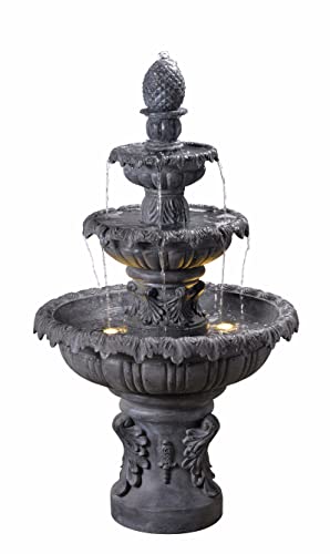 Kenroy Home 51010ZC Ibiza Outdoor Floor Fountain with Gray Finish, Classic Style, 45" Height, 25.5" Width, 25.5" Depth, Zinc