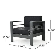 Christopher Knight Home Crested Bay Outdoor Aluminum Club Chairs Set, 2-Pcs, Grey / Dark Grey