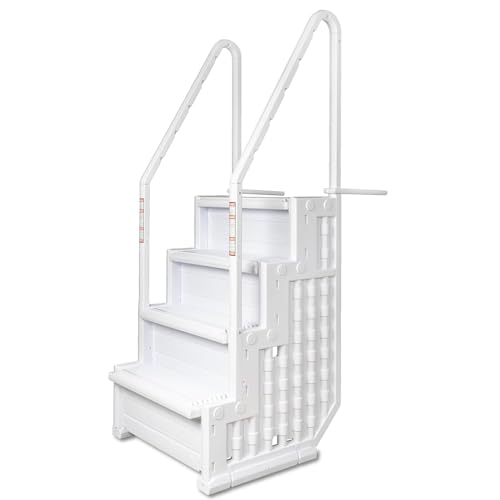 Aqua Select Everest Entry Step System Above Ground Pool 350 Lb Capacity White Steps