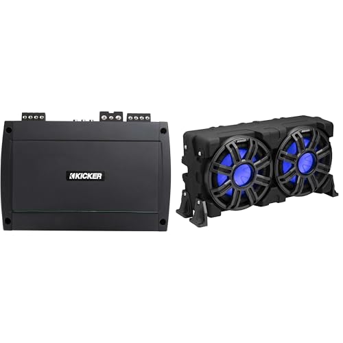 KICKER 10-Inch Loaded Premium Marine Sub Enclosure with Passive Radiator & 48KXMA8004 Marine Amp Bundle