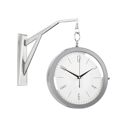 XYIANG Double Sided Wall Clock, Easy Read Vintage Metal Hanging Clock Silent Two Faces Retro Station Clock Home Décor Indoor Outdoor Garden Farmhouse Yard Station Office