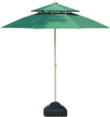 EUQKKWLOY 7.5Ft/9Ft Double Top Outdoor Patio Umbrella - UV & Water-Resistant Beach/Garden Parasol Round Market Umbrella with Base for Sun Protection & Poolside Relaxation