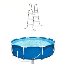 10ft x 30in Round Metal Frame Above Ground Pool Set with Ladder and Pump