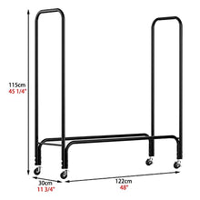 Katzowen Outdoor Indoor Metal Firewood Stand Brackets with 4 Wheels