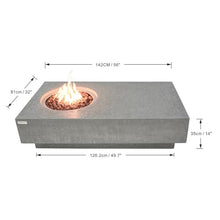 Metropolis Concrete Fire Pit 56" x 32" Patio Firepit Includes Lava Rocks Modern Fire Pits & Outdoor Fireplaces for Garden, Deck, Indoor & Outdoor Heating