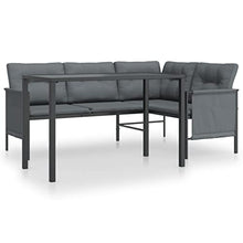 WXGTBKPR 2 Piece Patio Dining Set with Anthracite Steel Garden Corner Sofa and Dining Table, Weather-Resistant Outdoor Furniture with Thickly Padded Cushions
