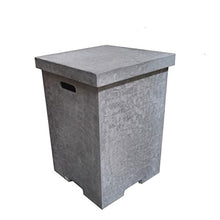 AMS Fireplace | Elementi Tall Light Grey Square Travertine Propane Tank Cover | Concrete GFRC Base | Dimensions: 17.7 x 17.7 x 24.4 inches | Complement HAMPTON, and Others Fire Pit Tables Perfectly