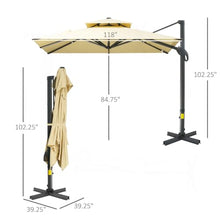 OROTLECT 10Ft Offset Patio Umbrella, Hanging Cantilever Umbrella, Square Shape, Aluminum Cross Base, Tilt, 360-Degree Rotation, Beige