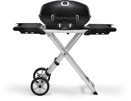 Napoleon TravelQ PRO285X Portable Propane Gas Grill with Foldable Scissor Cart, Black, 2 Burners, Tailgating, Camping, and Small Outdoor Spaces