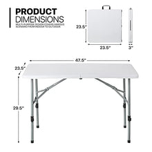 MoNiBloom 4Ft Folding Card Table Set, Outdoor Foldable Portable Plastic Dining Picnic Cookout Table w/Height Adjustable and Handle, Set of 5 White