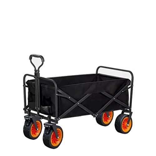 WAFEOGK Outdoor Utility Wagon 8" Wheel Portable Camping Cart Garden Shop Sport Beach Hand Trolley Bearing 120 kg(Black)