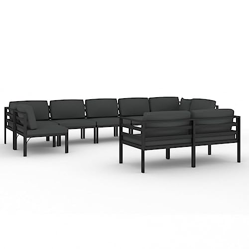 KBHRENP 9 Piece Patio Lounge Set Aluminum Anthracite with Cushions