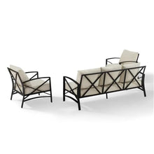 Afuera Living 3-Piece Metal Outdoor Sofa Set, Oatmeal/Oil Rubbed Bronze Finish, Steel Construction, Weatherproof Cushions, Transitional Patio Furniture Seating for 5, Sofa and 2 Armchairs