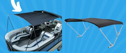 RestorePontoon PowerArm Bimini Kit Silver Frame Burgundy Top and Boot