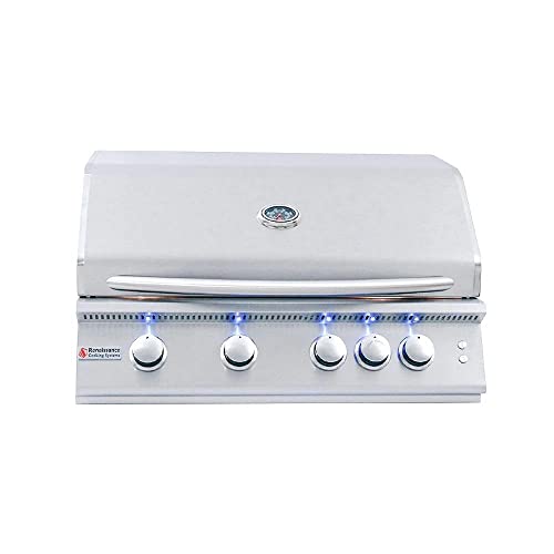 RCS Premier Series 32-Inch 4-Burner Built-In Propane Gas Grill With Rear Infrared Burner & Grill Lights - RJC32ALLP