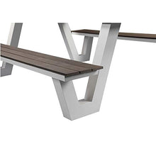 Pangea Home Lukas Picnic Table, White Frame and Grey Polyresin