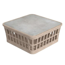 Afuera Living Outdoor Square Coffee Table, 42.25 in, Solid Teak Wood Frame, Natural Finish, Genuine Marble Top, Waterproof Design, Rounded Edges, Fully Assembled Patio Furniture