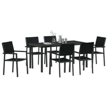 LKJephalotrope 7-Piece Patio Dining Set, Black Powder-Coated Steel Outdoor Dining Table and 6 Chairs, Modern Garden Furniture Set for Backyard, Deck and Porch