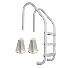 3 Step Inground Pool Ladder & 6 in Ladder Surface Mounting Base, White