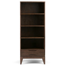 SIMPLIHOME Harper Solid Hardwood 24" Mid Century Modern Bookcase Walnut Brown