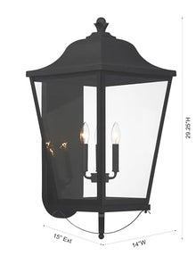 The Great Outdoors 73284-66 Savannah Outdoor Wall Mount, 4-Light, 160 Total Watts, 14-in H x 29.13-in W, Sand Coal Black