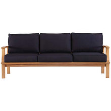 Modway Marina Outdoor Patio Teak Sofa in Natural Navy