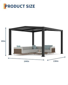 Outdoor Louvered Pergola, Heavy Duty Aluminum Pergola with Adjustable Roof, Wind & Snow Resistance & Hidden Drainage System, All Weather for Patio, Backyard, Deck & Garden